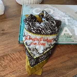 Vismaya Handcrafted Cotton Scarf Bandana “Protect What We Love” India Boho Art